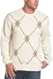 Geoffrey Beene Men's Mod Argyle Crewneck Sweater, Parchment, Large