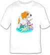 T-shirt with toys, dog, bunnies, puppy