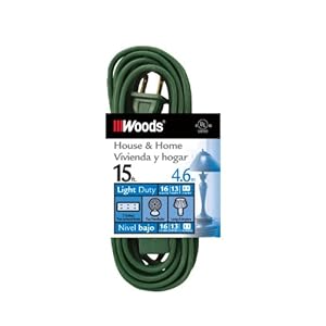 Woods 870 15-Foot 16/2-Gauge Indoor Extension Cord, Green