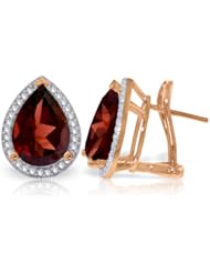 14K Rose Gold French Clip Earrings with Diamonds and Garnet