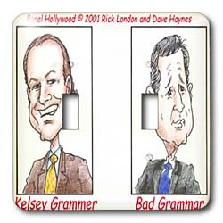 Londons Times Funny Panel Hollywood Cartoons - Kelsey Grammer, Bad Grammar - Light Switch Covers - double toggle switch