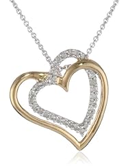 18k Gold Plated Sterling Silver Diamond Heart Pendant Necklace (1/4 Cttw, I-J Color, I2-I3 Clarity), 18"