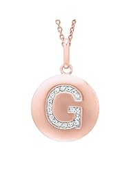 14K Gold over Sterling Silver 0.08ct TDW Diamond Round Initial G Disc Pendant (H-I, I2-I3)