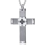 Heavy Duty Riveted Carbon Fiber Stainless Steel Cross Pendant Necklace for Men Heavy Duty Riveted Carbon Fiber Stainless Steel Cross Pendant Necklace for Men