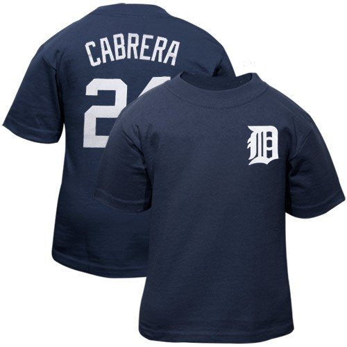 MLB Infant/Toddler Boys' Detroit Tigers Pullover Tee with Name & Number (Navy, 3T)