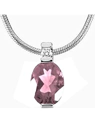 14K White Gold Oval Cut Pink Sapphire and Diamond Pendant -- LIFETIME WARRANTY