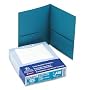 Twin Pocket Leatherette-Grained Portfolios, Teal, 25/Box