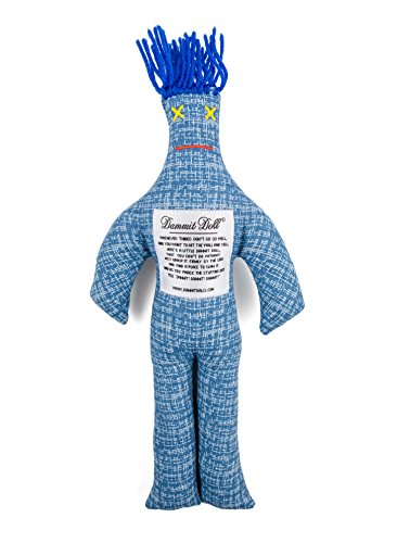 Dammit Doll - Classic Dammit Doll - Jeans Preferees - Indigo Cross Grain Denim , Blue Hair - Stress Relief, Gag Gift