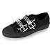 DEVIANT-08 MENS Canvas Low Top Chuck Taylor Converse Style Shoes Rocker Emo Studded Sneaker Black PLEASER Image