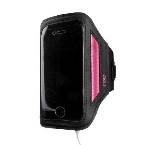 NXE EX-AP-4P-BAN-1 Active Band Sport Arm Band for iPhone/iTouch - 1 Pack - Carrying Case - Retail Packaging - Black/Pink