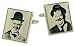 Nostalgic rhodium plated Laurel and Hardy image cufflinks with presentation box.