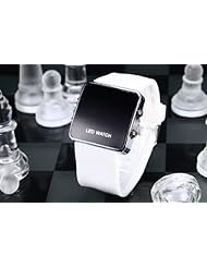 Youyoupifa White Silicone Black Dail LED Mirror Digital Casual Sports Watch£¨Unisex£©