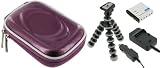 Hard Shell (Candy Lilac) Case / NB-8L Battery / AC DC Charger / Tripod for Canon PowerShot A3000IS 10 MP Digital Camera