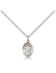 .925 Sterling Silver Guardian Angel Medal Pendant 1/2 x 1/4 Inches -9118- Comes with a .925 Sterling Silver Lite Curb Chain Neckace And a Black velvet Box