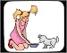 Mouse Pad with body, individuals, feeding, individual, mammal, humans, girl, person, dog, milk, human, persons, food, people, pet, animal, bowl, puppy, canine