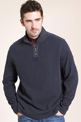 North Coast Pure Cotton Ribbed Funnel Neck Zip Top