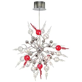 Possini Euro Red and Clear Swirl 22-Light Pendant Chandelier by Possini Euro Design