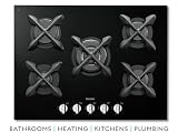 Baumatic 70cm 5 Burner Gas on Glass Hob Black Glass