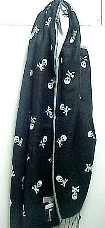 Gray / Black Reversible Skull Cashmere Scarf Shawl
