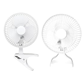 Optimus F-0645 6-Inch 2-Speed Convertible Personal Clip-On/Table Fan, White