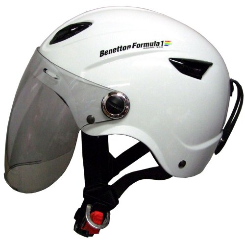 FS-JAPAN Benetton Formula 1(ベネトン フォーミュラー 1) シールド付 ハーフヘルメット ホワイト BH-666W