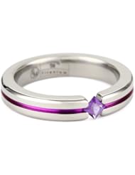 Womens Grey Titanium Princess-Cut Amethyst with Purple Anodized Channel