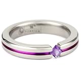 Women's Grey Titanium Princess-Cut Amethyst with Purple Anodized Channel, Size 6