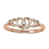 14K Rose Gold Diamond Heart Ring