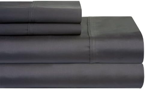 400- Thread- Count 100- Percent Cotton Sateen 6 Piece Sheet Set, Full, Charcoal Grey