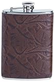 Review Simran  / Simran HF-8-ILG Ajmer 8 oz. Brown Fossil Leaf Pattern Italian Leather Stainless Steel Flask