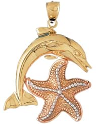 Dazzlers Solid 14 karats gold Dolphin Charm Pendant Available in three colors from jewelsberry (weights: 17.0 grams only)