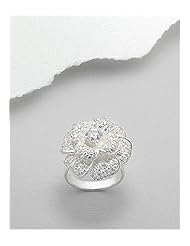 Flower CZ Ring In 92.5 Sterling Silver