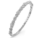 14K White Gold Diamond 1.0 Carat Bangle