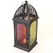 Tall Square Black Moroccan Coloured Glass Candle Lantern, 32cm