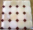 Designer White Onyx Octagon With Red Dots Polished Mosaics Meshed on 12" X 12" Sheet for Backsplash, Shower Walls, Bathroom FloorS