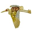 Gold Plated Stork Animal Brooch Pin