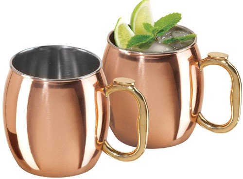 Copper-Plated 20 Ounce Moscow Mule Drinking Mug, Set of 2