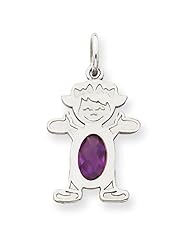 14K White Gold Girl 7x5 Oval Genuine Amethyst-Feb. Metal Wt- 0.87g