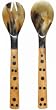 Decorative Salad Server with Cow Horn & Wood Handle