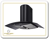 100cm Black Smoke Glass Curved Cooker Hood FREE Vent Kit P707.10-B