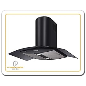 100cm Black Smoke Glass Curved Cooker Hood FREE Vent Kit P707.10-B