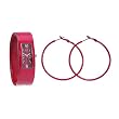 New Women's Cherry Red Alloy Metal Bangle Watch with Matching Cherry Red Earrings Gift Set