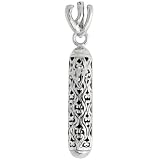 Sterling Silver Mezuzah Pendant w/ no parchment, 1 3/8 (35 mm) long