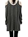 Allegra K Women Scoop Neck Long Sleeve Cut Out Shoulders Autumn Tunics Grey M