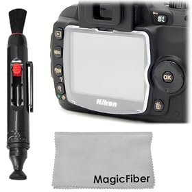 Hard LCD Screen Protector for NIKON D40 D40X Digital SLR Cameras + Lens Cleaning Pen + Premium MagicFiber Microfiber Lens Cleaning Cloth