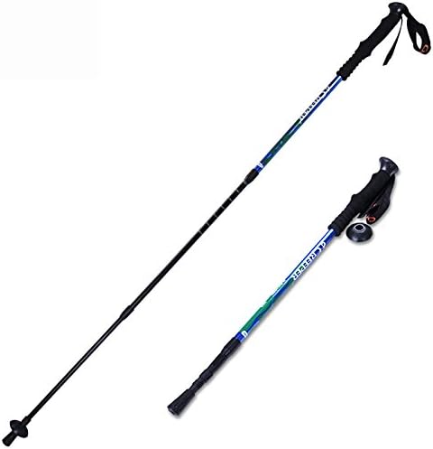 Adjustable Camping Hiking Walking Stick Trekking Pole Alpenstock For Mountain Climbing Green&Blue