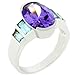 Oval Amethyst Colored Blue Aqua Baguettes Silver title=