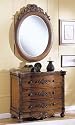 2pc Entry Way Bombe Chest & Mirror Set Mahogany Finish