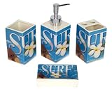4 pc Hawaiian Surf Bathroom Accessory Set