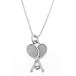 Sterling Silver Double Tennis Rackets with Ball Necklace
